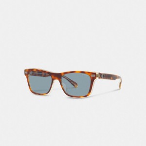 Men Coach Beveled Signature Square Sunglasses Blue | CA_CH23992