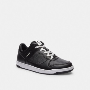 Men Coach C201 In Signature Sneakers Black | CA_CH93669