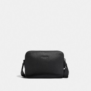 Men Coach Charter 24 Pebble Leather Crossbody Bags Black | CA_CH94637