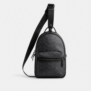 Men Coach Charter Pack In Signature Crossbody Bags Grey | CA_CH91225