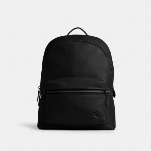 Men Coach Charter Polished Pebble Leather Backpacks Black | CA_CH53123