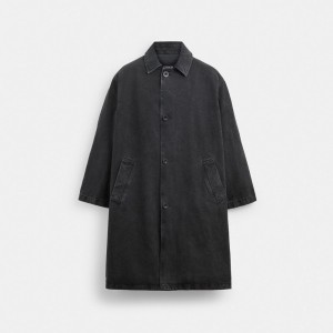 Men Coach Denim Balmaccan In Organic Cotton Jackets Black | CA_CH47455