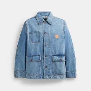 Men Coach Denim Chore Jackets Blue | CA_CH33885