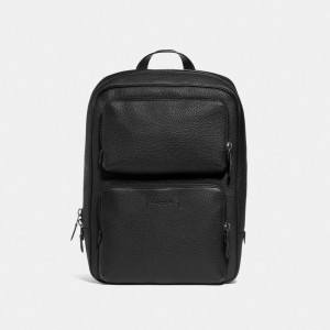 Men Coach Gotham Pebbled Leather Backpacks Black | CA_CH21611