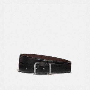 Men Coach Harness Buckle Cut To Size Reversible Belt 32 Mm Belts Black / Brown | CA_CH46336