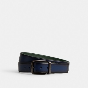 Men Coach Harness Buckle Cut To Size Reversible Belt 38 Mm Belts Deep Blue | CA_CH17143