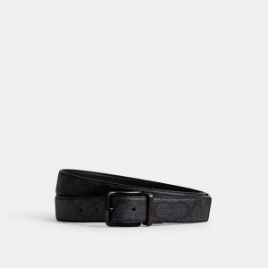 Men Coach Harness Buckle Cut To Size Reversible Belt 38 Mm Belts Grey / Black | CA_CH25398