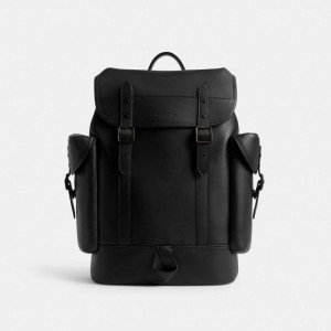 Men Coach Hitch Glovetanned Leather Backpacks Black | CA_CH88267