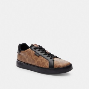 Men Coach Lowline Low Top In Signature Sneakers Brown / Black | CA_CH20445