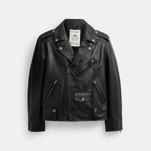 Men Coach Moto Jackets Black | CA_CH75168