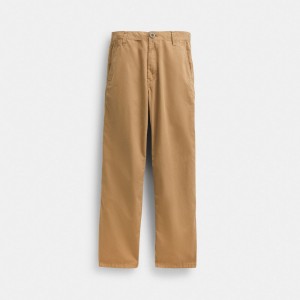 Men Coach Regenerative Cotton Trousers T Shirts Khaki | CA_CH58865