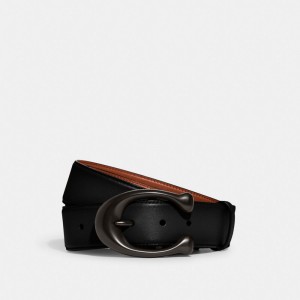 Men Coach Signature Buckle Cut To Size Reversible Belt 38 Mm Belts Black | CA_CH71426