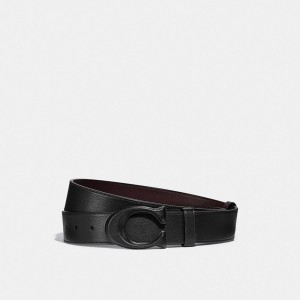 Men Coach Signature Buckle Cut To Size Reversible Belt 38 Mm Belts Black | CA_CH30914