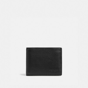 Men Coach Slim Billfold Wallet Sport Calf Leather Billfolds Black | CA_CH84000