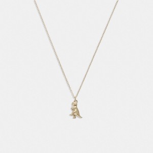 Women Coach 14 K Rexy Pendant Necklace Gold | CA_CH23138