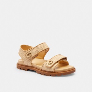 Women Coach Brynn Natural Sandals Beige | CA_CH39912