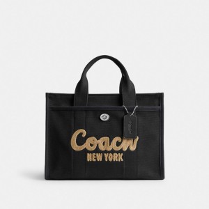 Women Coach Cargo Tote Bag Black | CA_CH61621