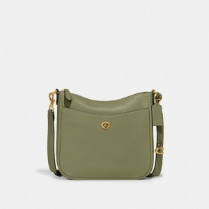 Women Coach Chaise Brass Crossbody Bags Olive | CA_CH69454