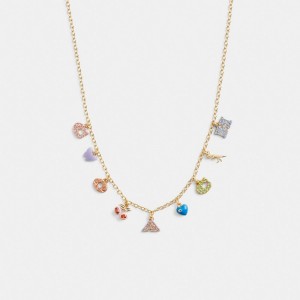 Women Coach Cherry And Heart Charm Necklace Gold | CA_CH90780