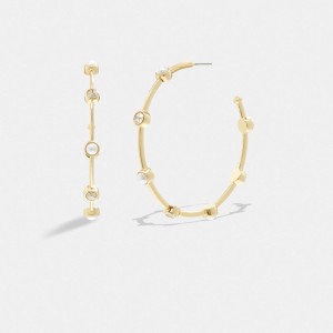 Women Coach Classic Pearl Large Hoop Earrings Gold | CA_CH65791