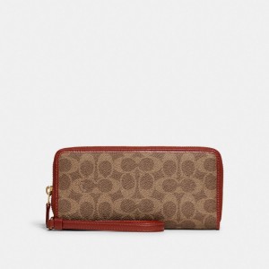 Women Coach Continental In Signature Large Wallets Brown / Red | CA_CH84175