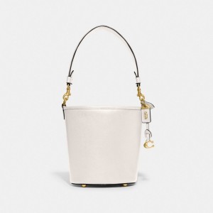 Women Coach Dakota Bucket 16 Glovetanned Leather Shoulder Bags White | CA_CH96532