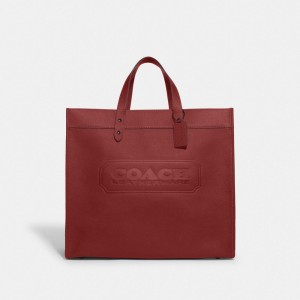 Women Coach Field 40 With Badge Tote Bag Red | CA_CH11977