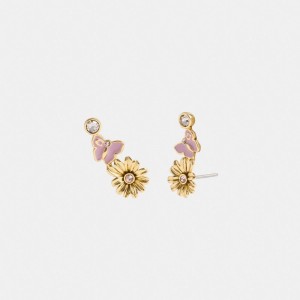 Women Coach Garden Charms Stud Earrings Gold | CA_CH83414