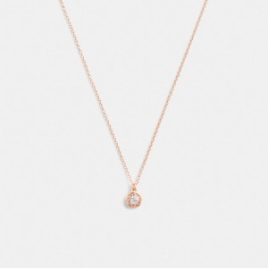 Women Coach Halo Tea Pendant Necklace Rose Gold | CA_CH70362