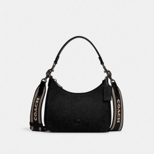 Women Coach Hobo With Signature Crossbody Bags Black | CA_CH87351