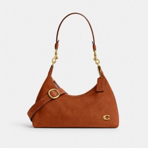 Women Coach Juliet Brass Shoulder Bags Brown | CA_CH68525