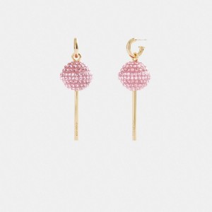 Women Coach Lollipop Earrings Gold / Pink | CA_CH36499