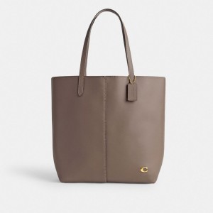 Women Coach North Brass Tote Bag Dark Grey | CA_CH88600