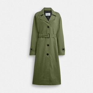 Women Coach Oversized Trench Jackets Green | CA_CH84732