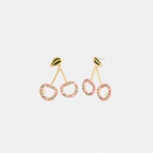 Women Coach Pavé Cherry Drop Earrings Gold | CA_CH22907