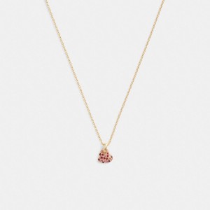 Women Coach Pavé Heart Pendant Necklace Gold | CA_CH99876