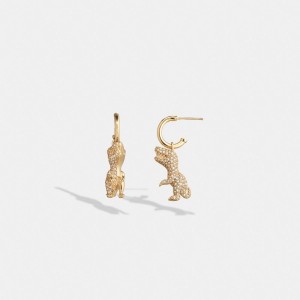 Women Coach Pavé Rexy Huggie Earrings Gold | CA_CH90246