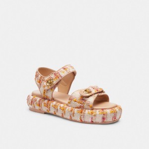 Women Coach Peyton Leather Sandals Rose | CA_CH98035