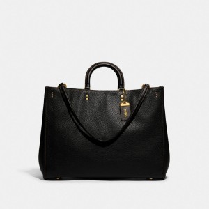 Women Coach Rogue 39 In Regenerative Leather Pebble Leather Handbag Black | CA_CH15140