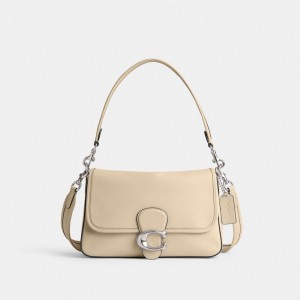 Women Coach Soft Tabby Smooth Leather Shoulder Bags Silver / White | CA_CH24384