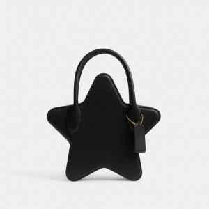 Women Coach Star In Regenerative Leather Brass Crossbody Bags Black | CA_CH96982