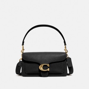 Women Coach Tabby 26 Polished Pebble Leather Shoulder Bags Black | CA_CH68800