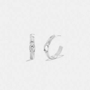 Women Coach Tabby Hoop Earrings Silver | CA_CH16761