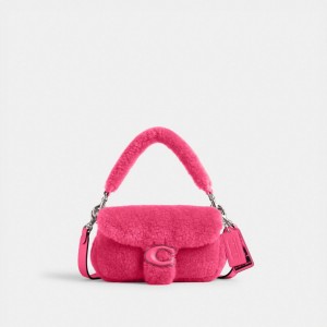 Women Coach The Lil Nas X Drop Tabby 18 In Shearling Shoulder Bags Pink | CA_CH78297