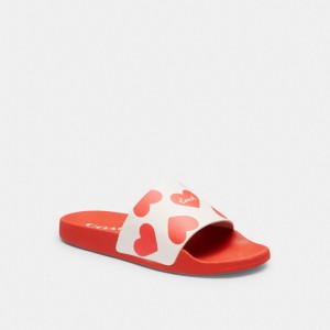 Women Coach Udele Sport With Valentine's Print Rubber Sandals Red | CA_CH77460