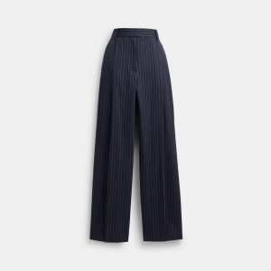 Women Coach Wide Leg Trousers Navy | CA_CH51778