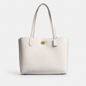 Women Coach Willow Work 38 Brass Tote Bag White | CA_CH15642