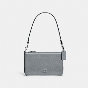 Women Coach With Signature Pouches Grey Blue | CA_CH62352