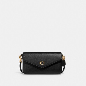 Women Coach Wyn Crossgrain Leather Crossbody Bags Black | CA_CH66089