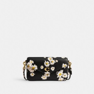 Women Coach Wyn With Floral Print Brass Crossbody Bags Black Multicolor | CA_CH30995